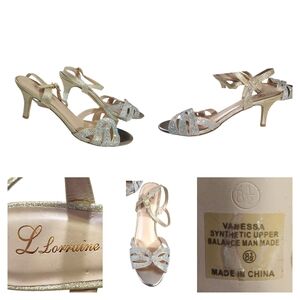 L Lorraine Stylish Silver And Tan Heels